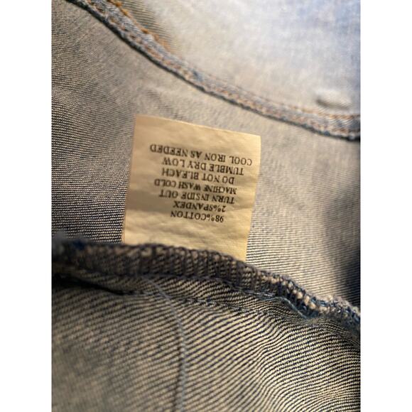 Me.n.u Denim Jean Jacket Sparkly Distressed Glitter Stars girls size Large A586 - Picture 5 of 8